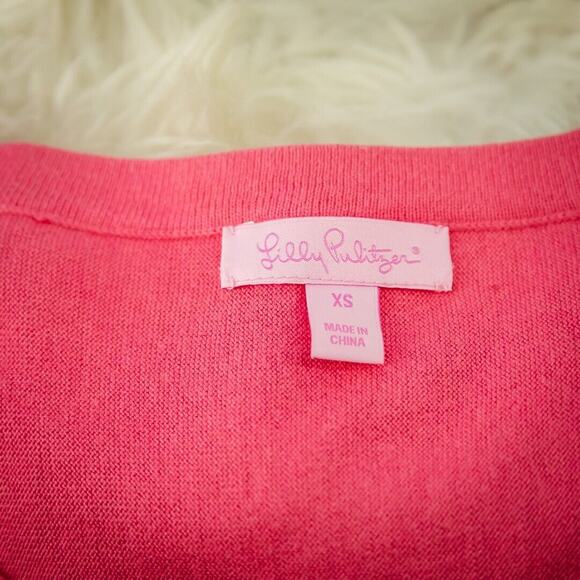 Lilly Pulitzer Size XS Pink V Neck Dolman Sleeve Silk Cotton Pullover Sweater - Picture 3 of 6
